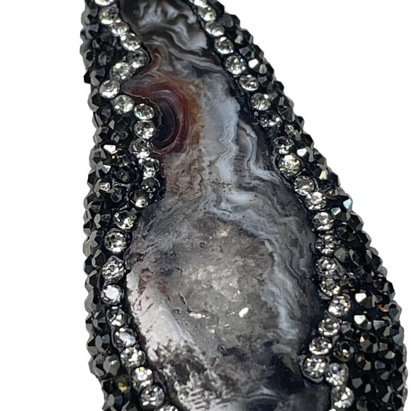 Sliced Geode Pendant Necklace Gem Stone Agate Glass Bead Chain Jewelry u - Picture 8 of 8